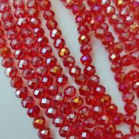 Бусины Рондели прозрачные Light Siam с покрытием AB(Лайт Сиам АБ) стекло