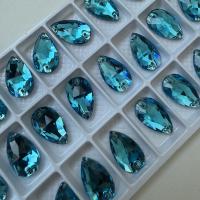 Стразы пришивные Tear Drop Aquamarine sew-on