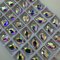 Стразы пришивные Lemon 14x9mm Crystal AB sew-on