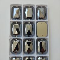 Emerald Cut (Изумрудная огранка) 28x20mm Jet Hematite sew-on