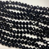 Бусины Рондели непрозрачные глянцевые Black(Черный) стекло