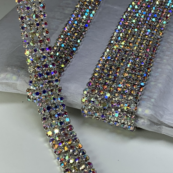 Тесьма металл со стразами 4Line Crystal AB Тесьма металл со стразами 4Line Crystal AB