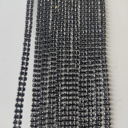 Тесьма металл со стразами 2Line Jet 