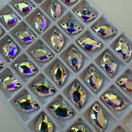 Стразы пришивные Lemon 14x9mm Crystal AB sew-on