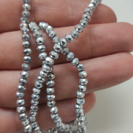 Бусины Рондели 4mm Silver(Серебро)(на нити 125шт) стекло 