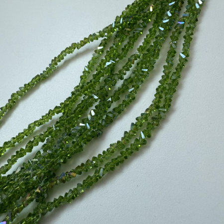 Бусины Алмазное стекло 3мм Peridot AB (длина нити 26см)