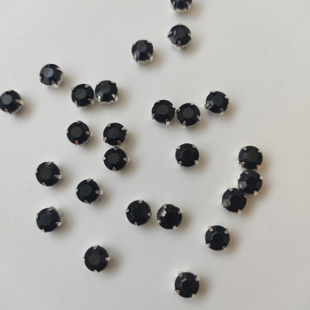 Шатоны Jet Black(Джет Блэк) SS28/d=6mm (круглые в металлической оправе) Шатоны Jet Black(Джет Блэк) SS28/d=6mm (круглые в металлической оправе)