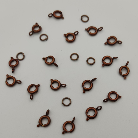 Карабин(Кольцо) 6mm с колечком d=5mm металл цвета бронза