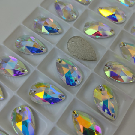 Стразы пришивные Tear Drop Crystal AB sew-on