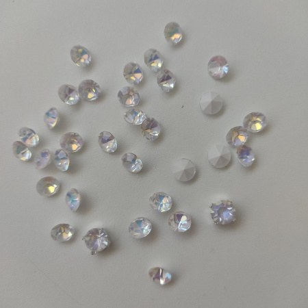 Шатоны Aurora Delight Snow White(Делайт Сноу Вайт) SS28/d=6mm (круглые в металлической оправе)