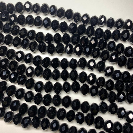 Бусины Рондели непрозрачные глянцевые Black(Черный) стекло