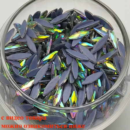 Стразы термо фигурные Navette(лодочки) 3x11mm Crystal AB 