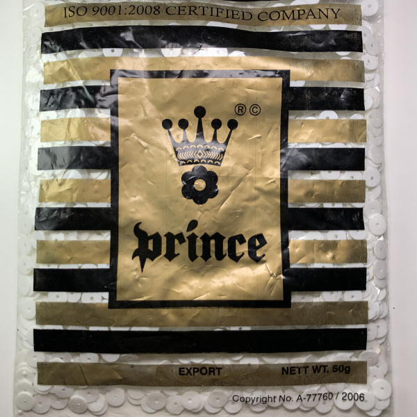 Пайетки Prince 6мм Круглые матовые Off White 