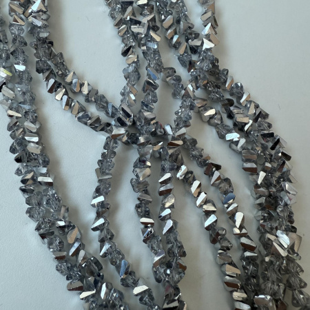 Бусины Алмазное стекло 6мм ICE BLUE/SILVER (длина нити 35см)