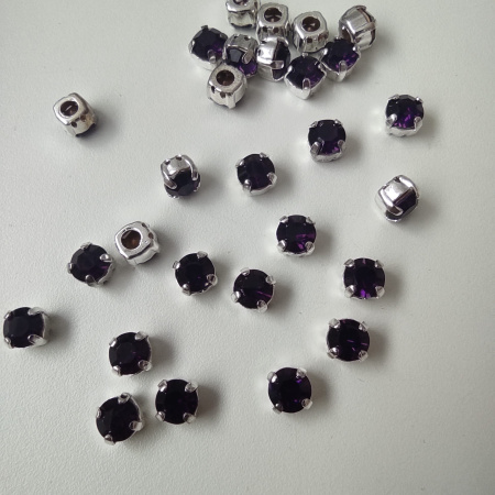 Шатоны Purple Velvet(Пурпл Вельвет) SS28/d=6mm (круглые в металлической оправе)