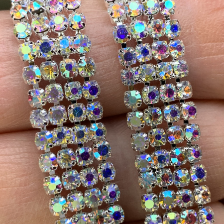 Тесьма металл со стразами 4Line Crystal AB