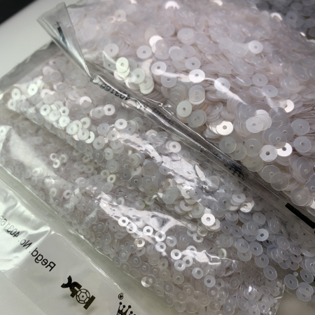 Пайетки Prince Круглые матовые White(полупрозрачные)