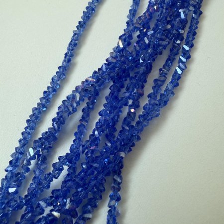 Бусины Алмазное стекло 3мм Sapphire AB  (длина нити 31см)