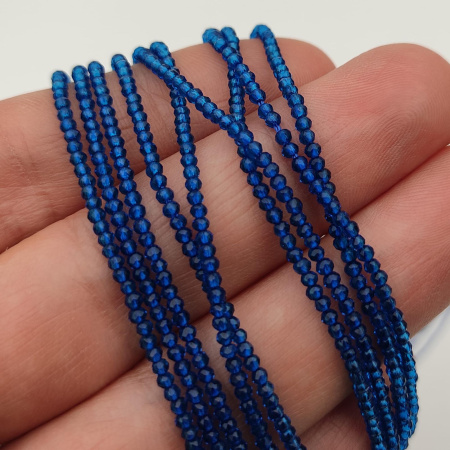 Шпинель 2мм Sapphire (на нити 185-190 бусин)